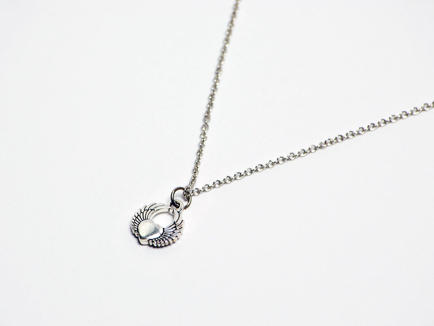 Winged Heart Necklace in Silver