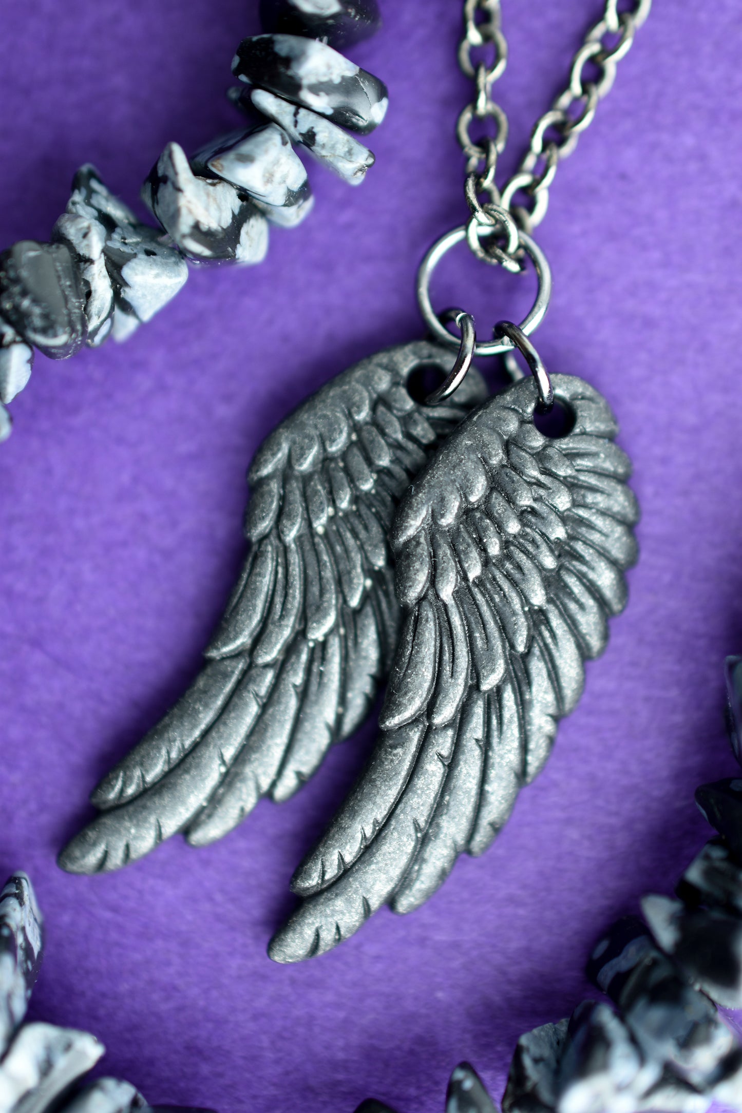 Wings Necklace in Gunmetal