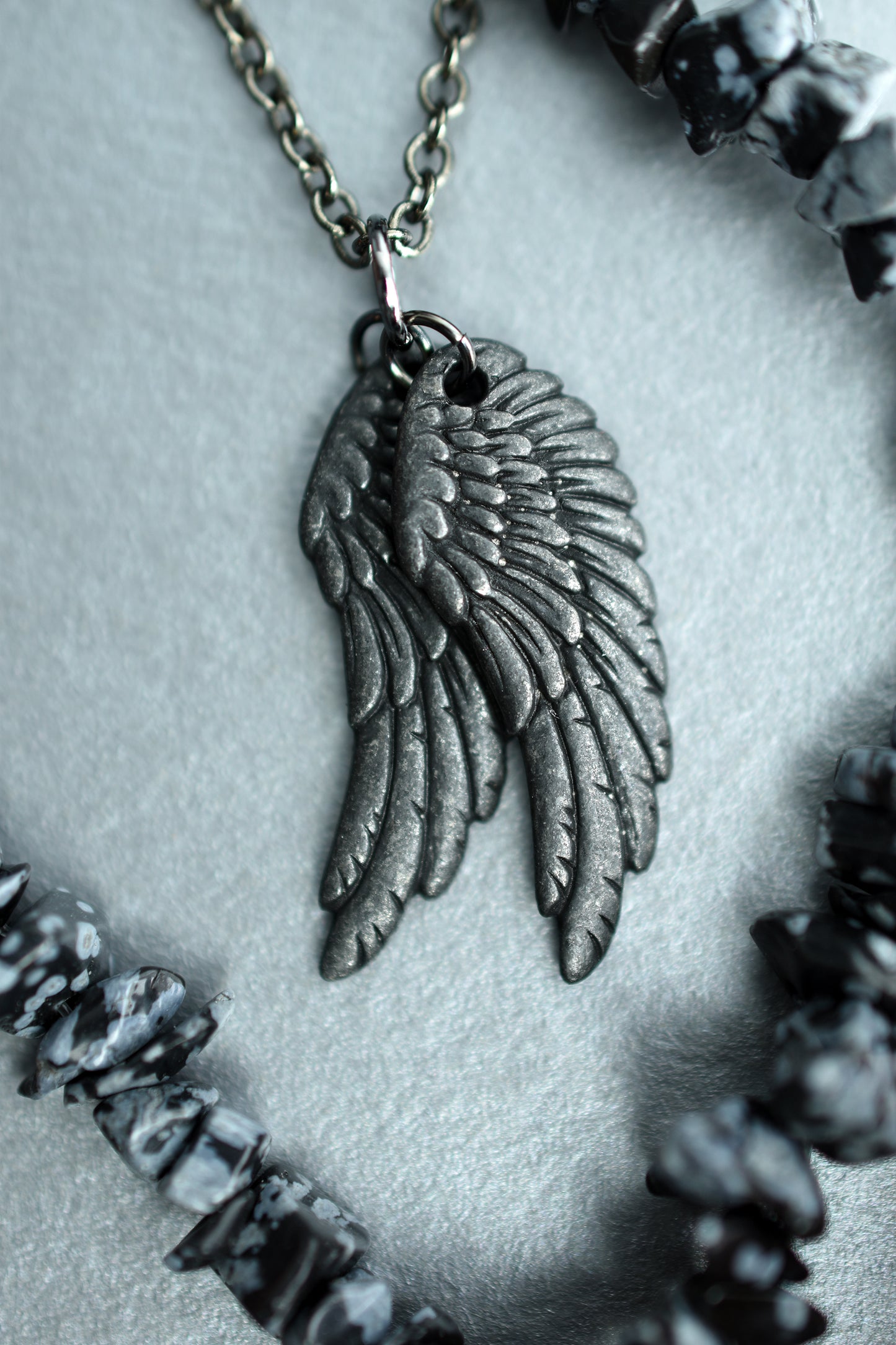 Wings Necklace in Gunmetal
