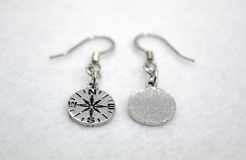 Compass Rose Earrings in Silver