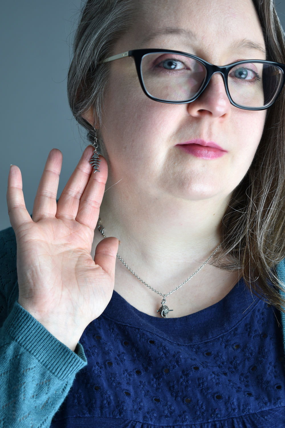 Fish Bone Earrings in Silver