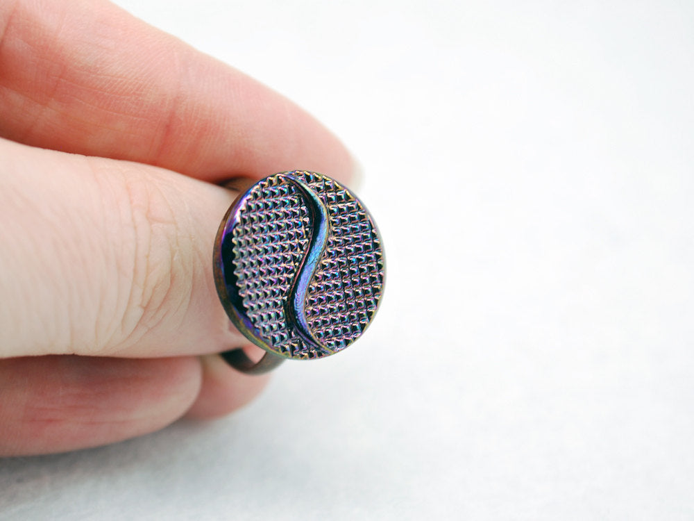 Purple Tilde Ring in Antique Copper