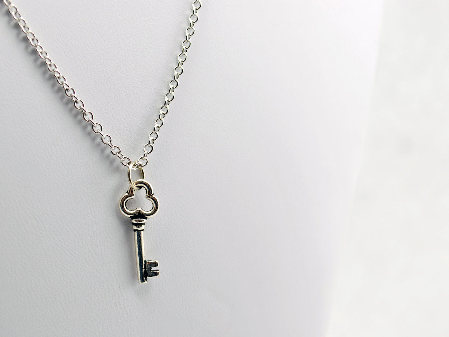 Silver Clover Key Charm Necklace  - LuvCherie Jewelry