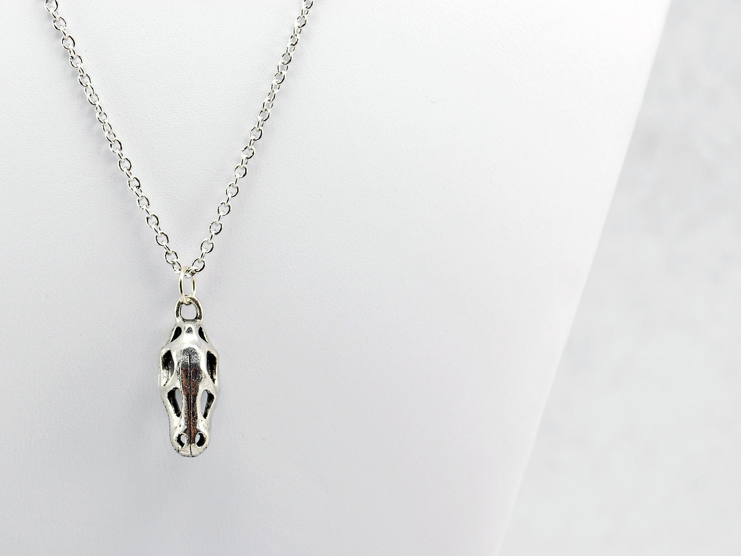 Dinosaur Skull Necklace in Silver
