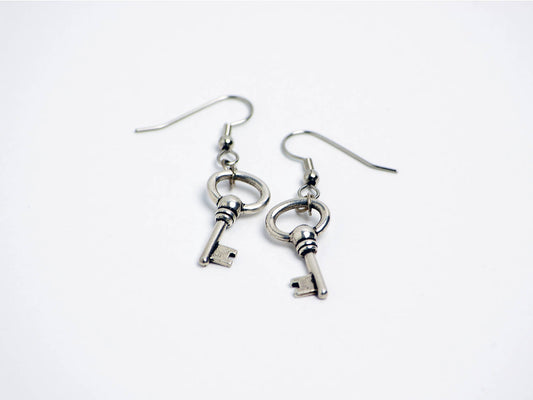 Oval Key Earrings in Silver