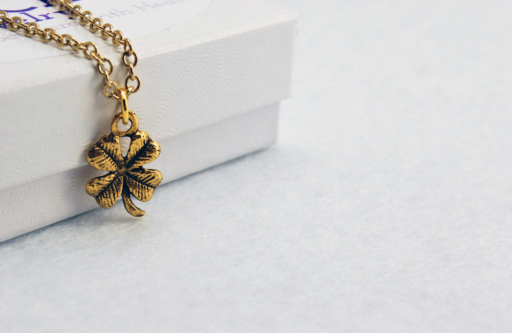 14K Gold Four Leaf Clover Necklace