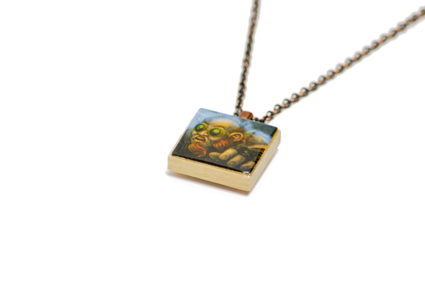 Upcycled Gnome Necklace in Antique Copper