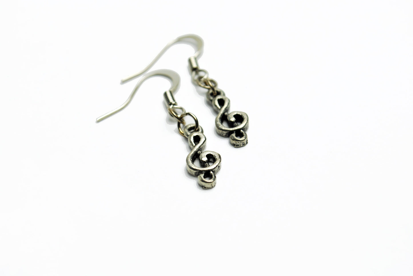 Treble Clef Earrings in Silver