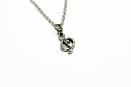 Large Treble Clef Necklace in Silver