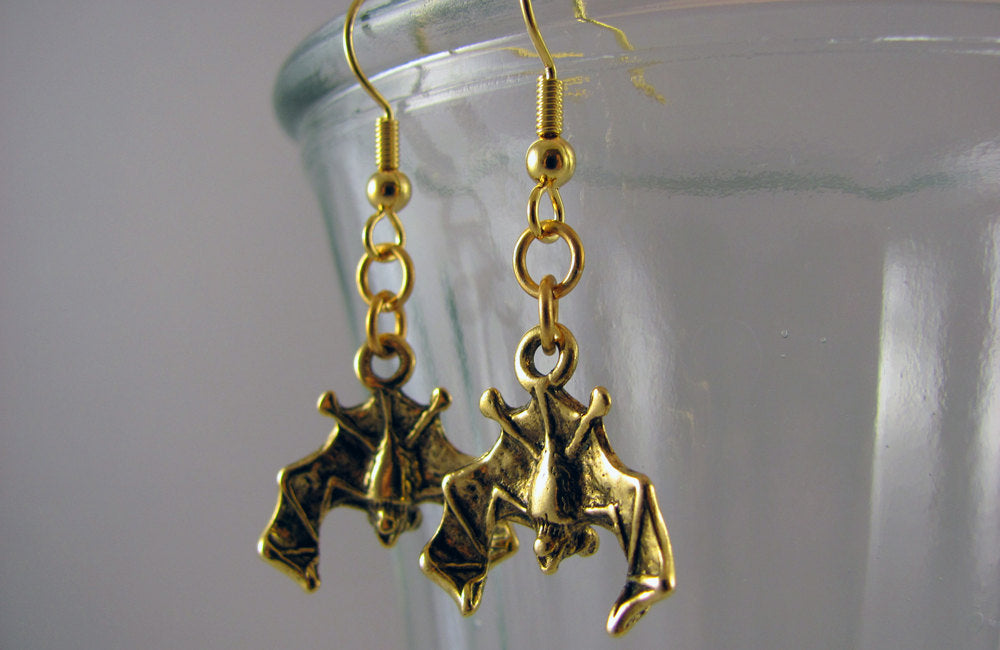 Bat Earrings in Gold