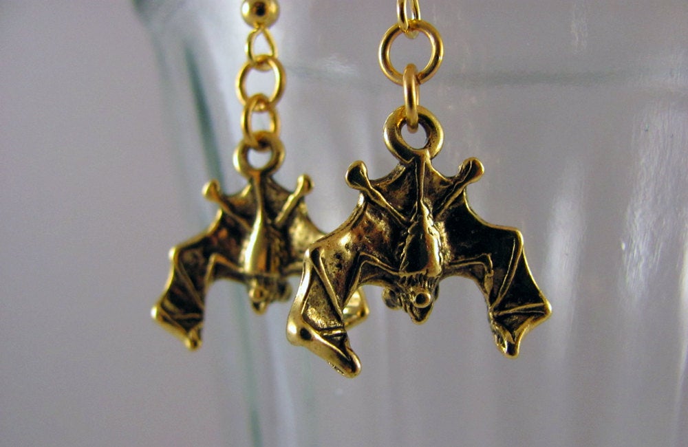 Bat Earrings in Gold