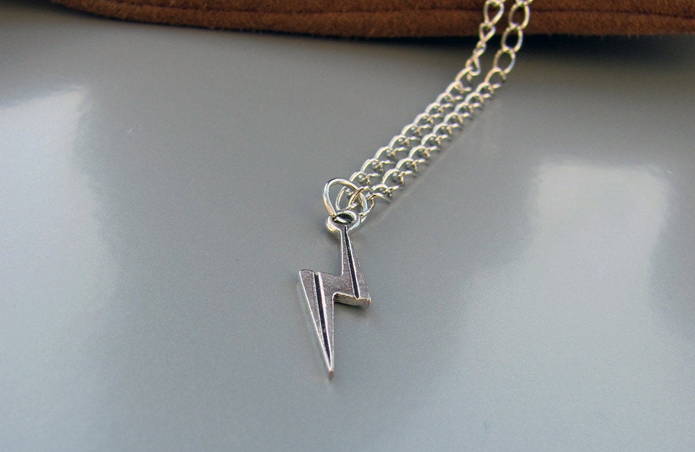 Lightning Bolt Necklace in Silver