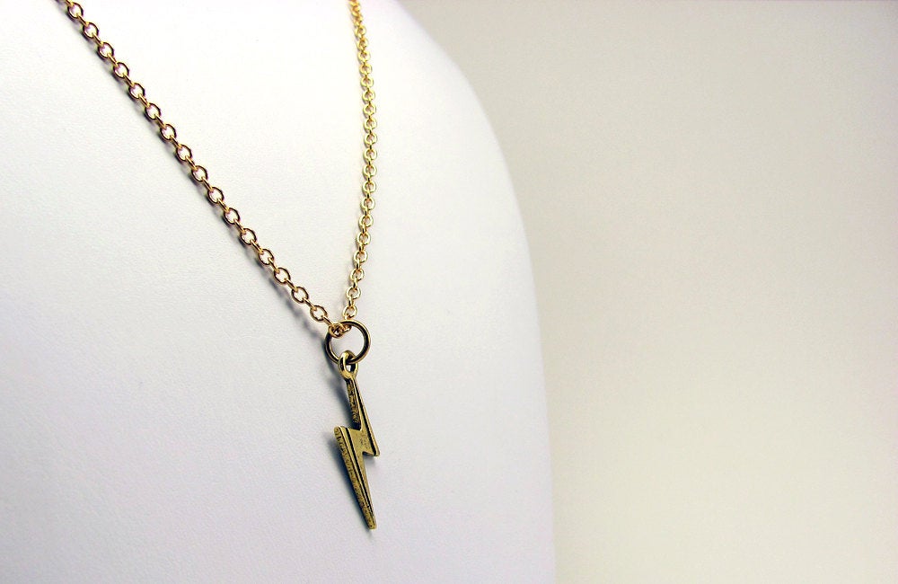 Lightning Bolt Necklace in Gold