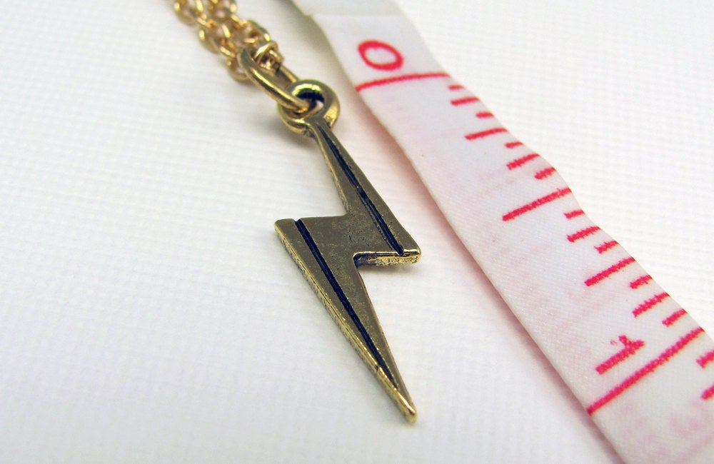 Lightning Bolt Necklace in Gold
