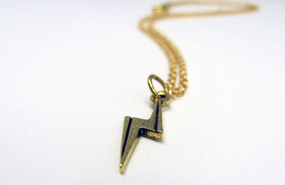 Lightning Bolt Necklace in Gold