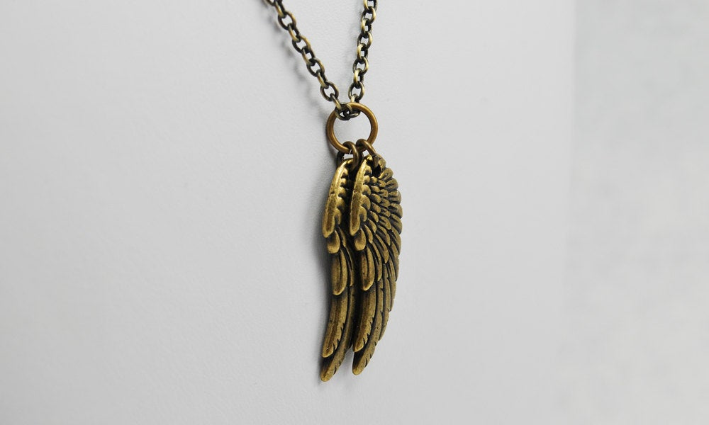 Wings Necklace in Antique Brass