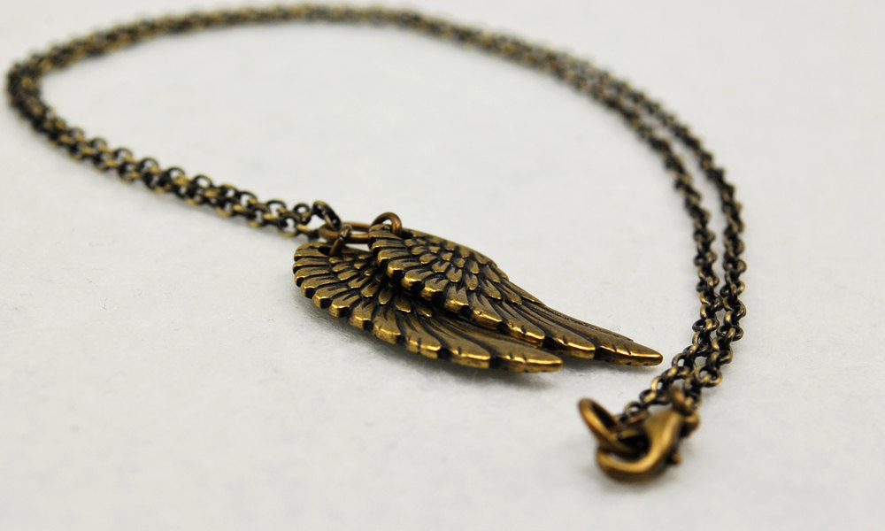 Wings Necklace in Antique Brass