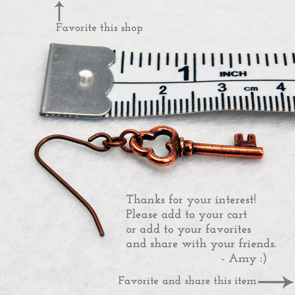 Clover Key Earrings in Antique Copper