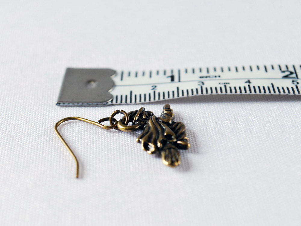 Witch Earrings in Antique Brass