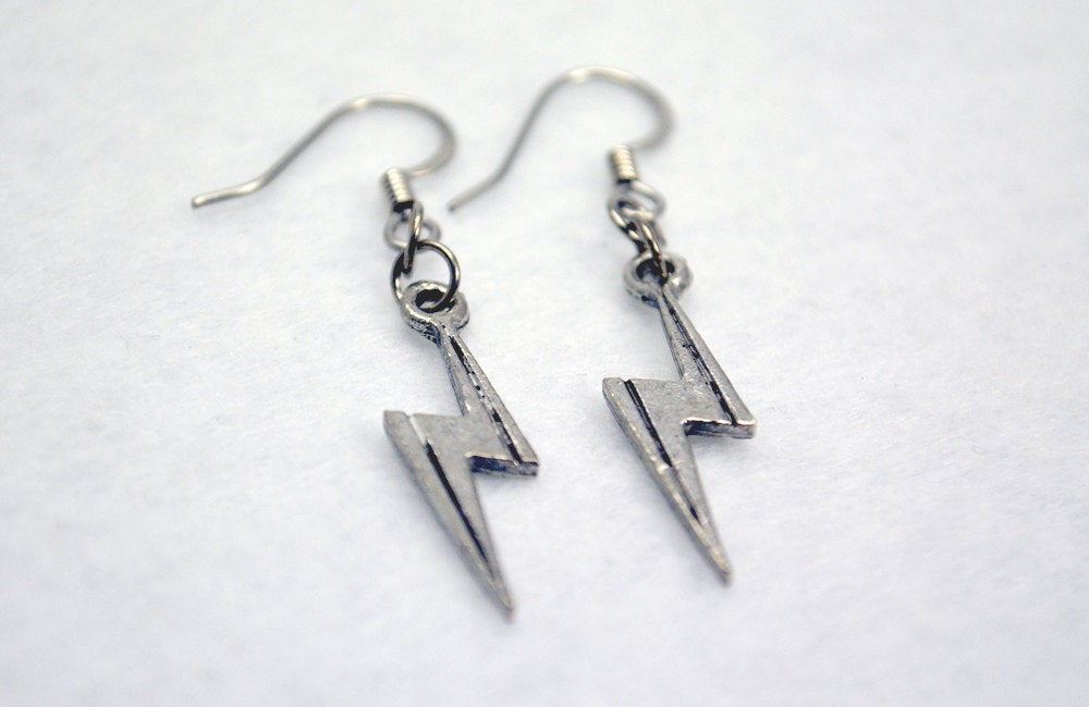 Lightning Bolt Earrings in Silver