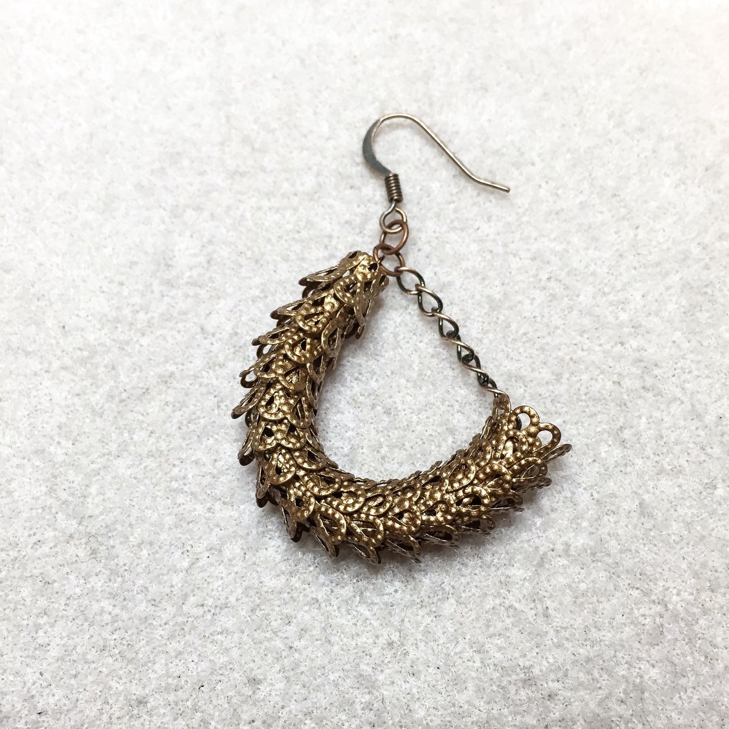Lacy Dragon Scale Earrings in Antique Copper
