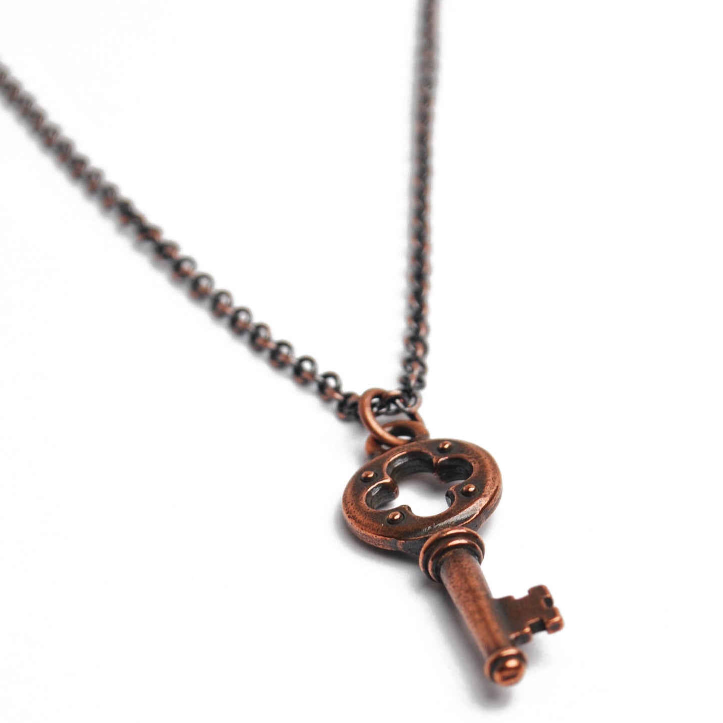 Quatrefoil Key Necklace in Antique Copper