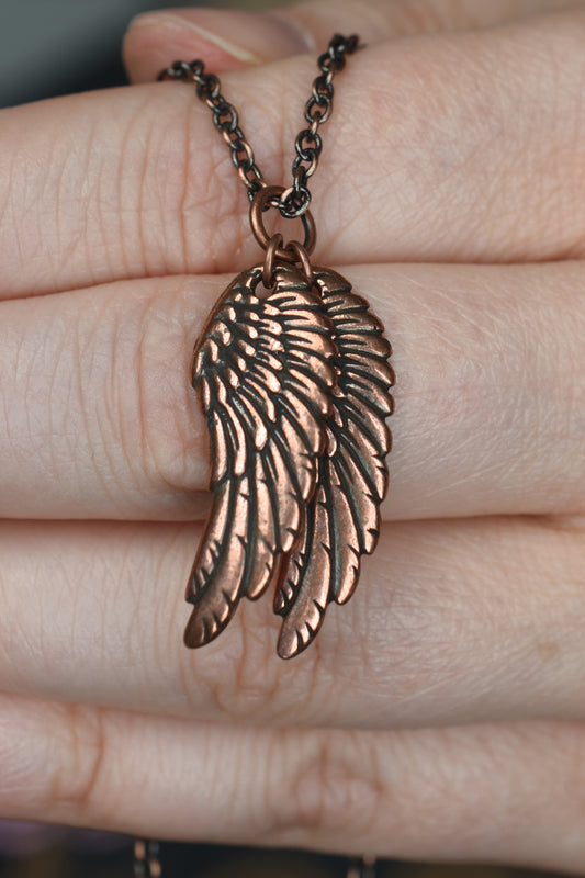 Wings Necklace in Antique Copper