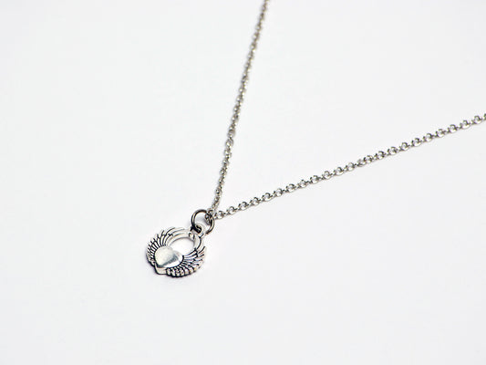 Winged Heart Necklace in Silver
