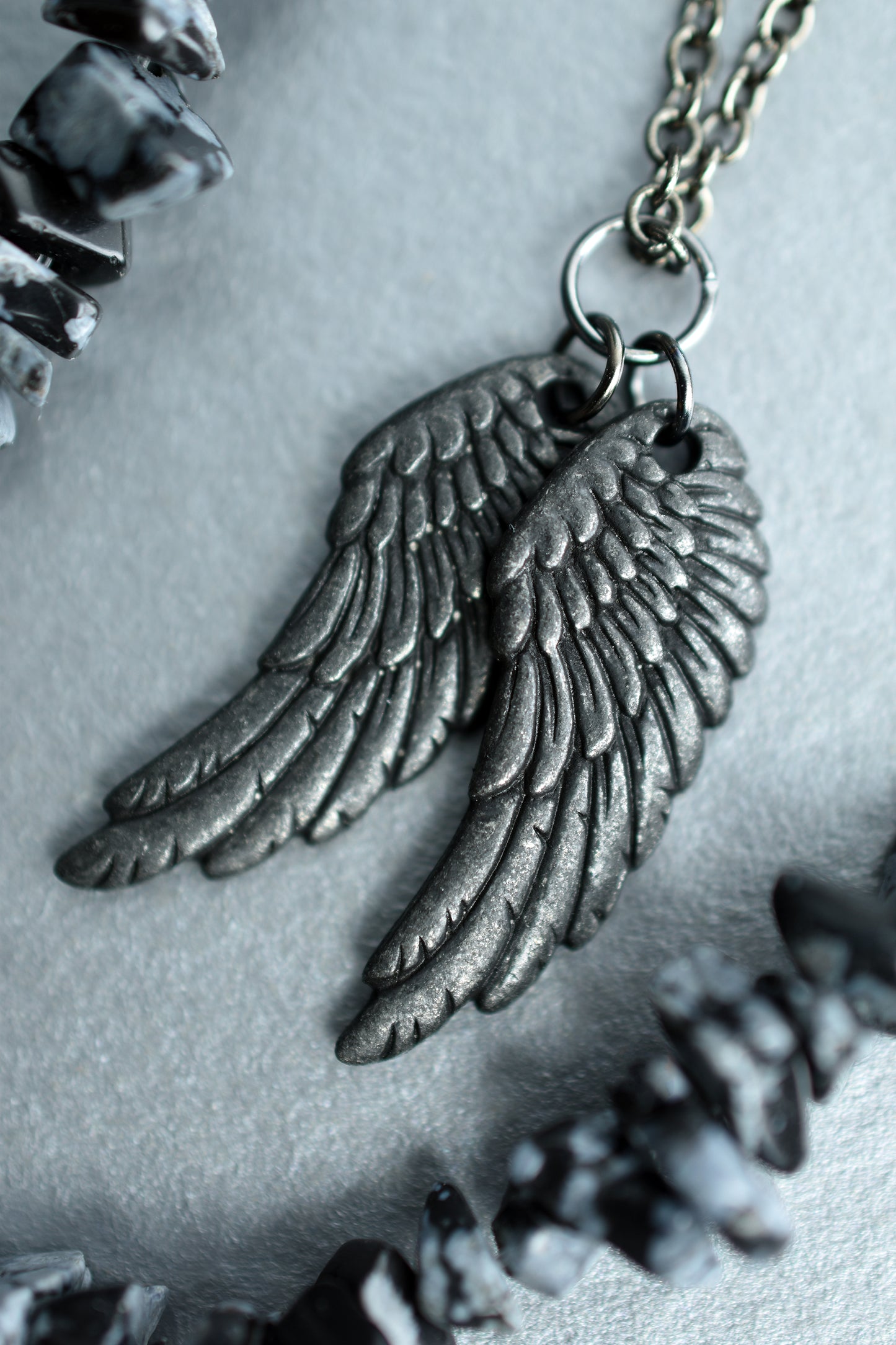 Wings Necklace in Gunmetal