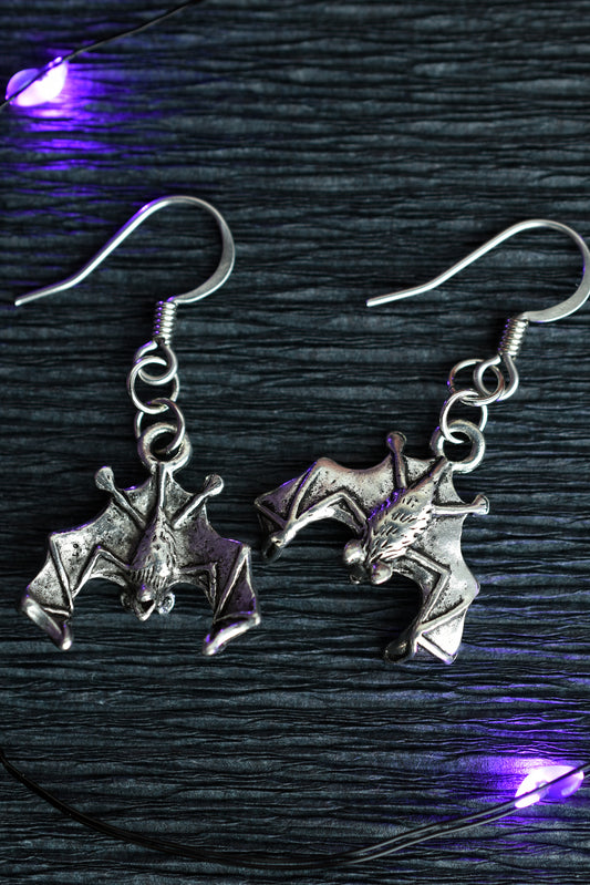 Bat Earrings in Silver