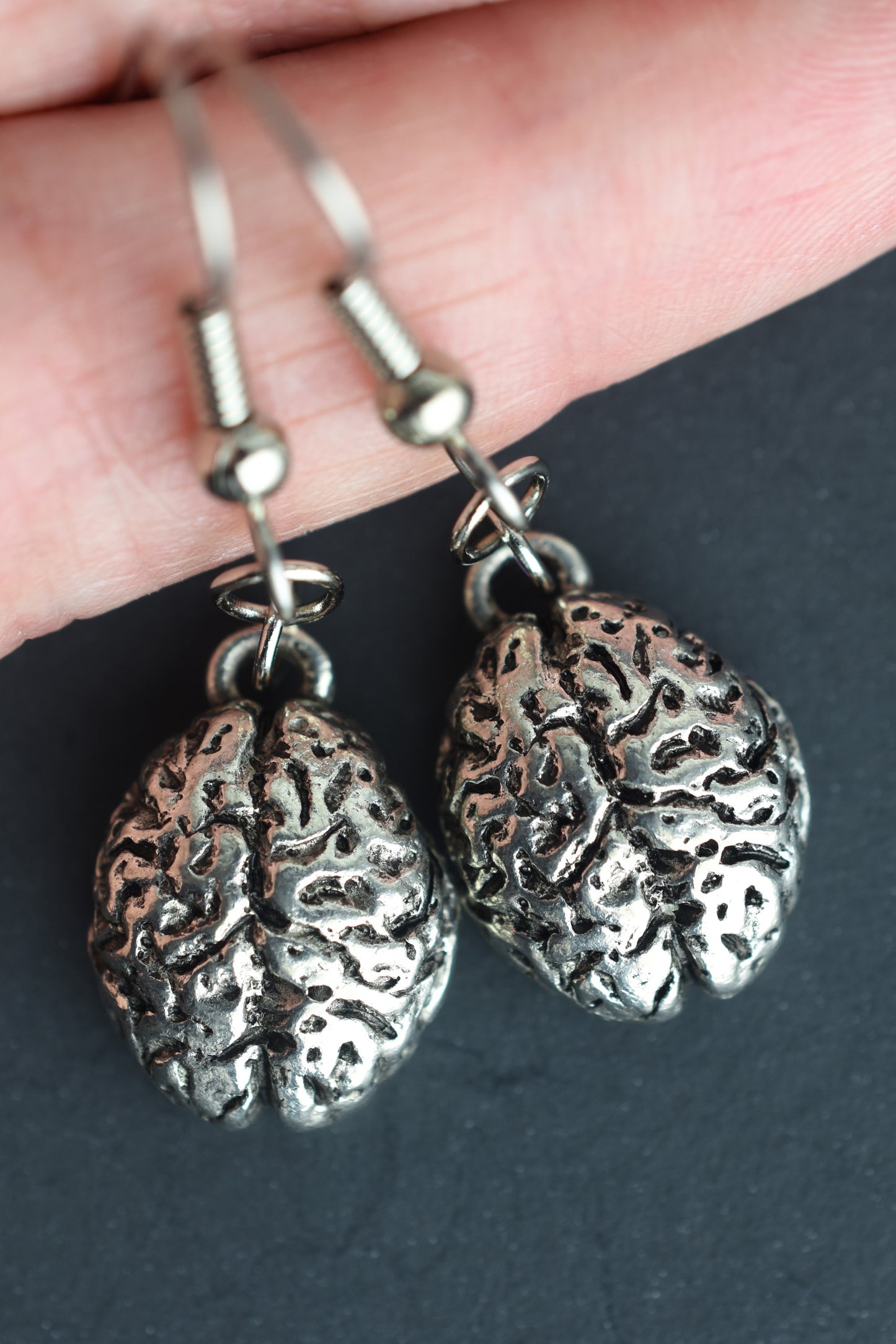 Brain Earrings in Silver