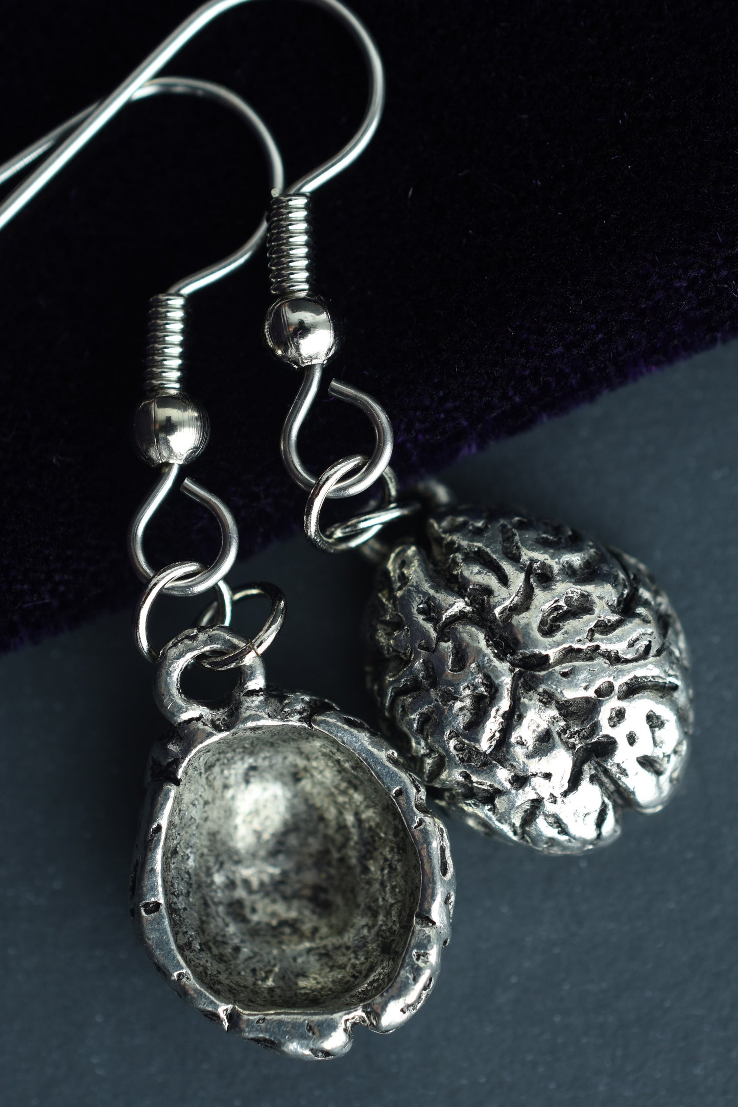 Brain Earrings in Silver