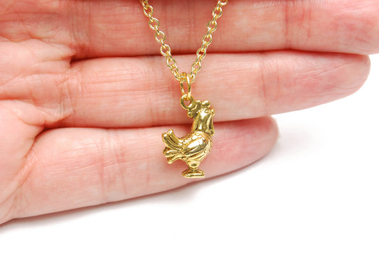 Rooster Necklace in Gold