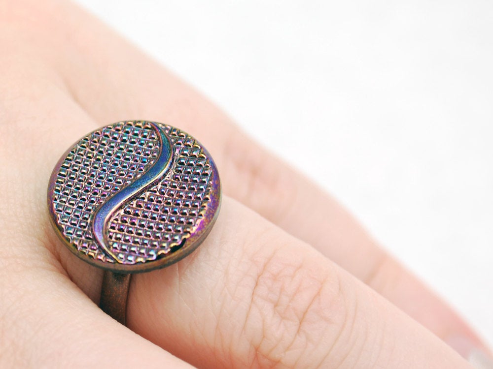 Purple Tilde Ring in Antique Copper