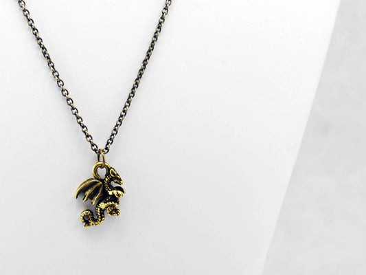Dragon Necklace in Antique Brass
