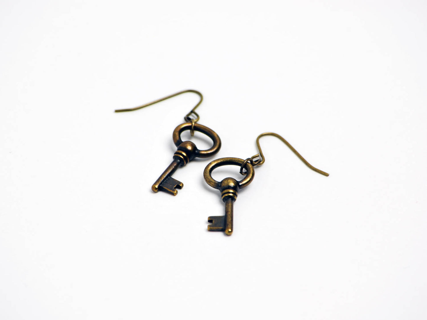 Oval Key Earrings in Antique Brass