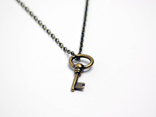 Oval Key Necklace in Antique Brass