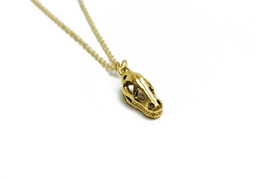 Dinosaur Skull Necklace in Gold
