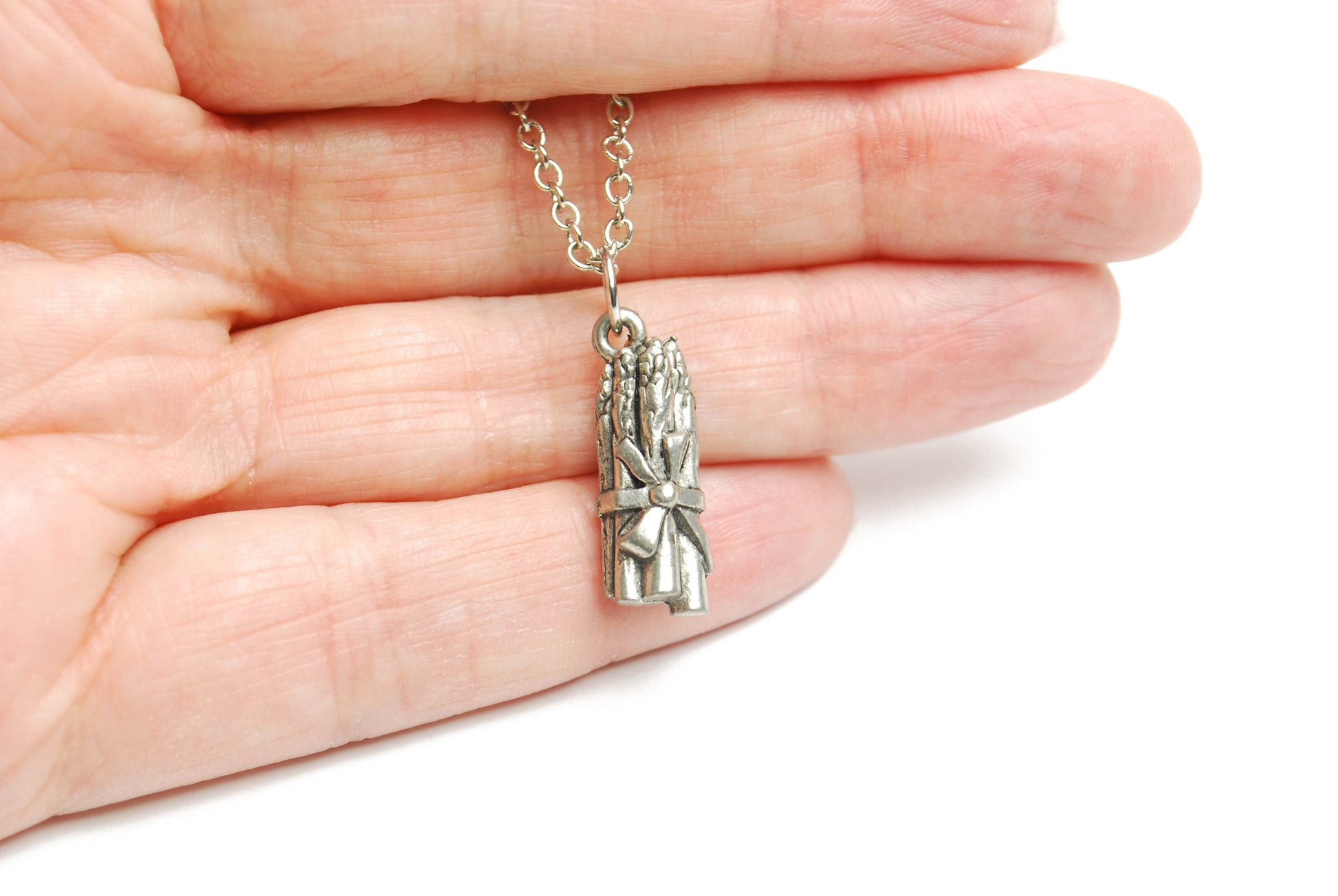 Silver Asparagus Charm Necklace - LuvCherie Jewelry