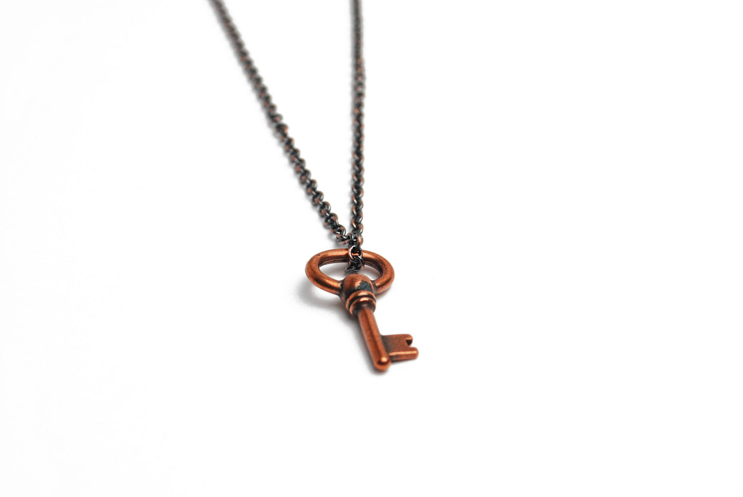 Oval Key Necklace in Antique Copper