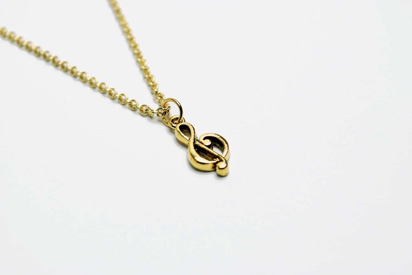 Large Treble Clef Necklace in Gold