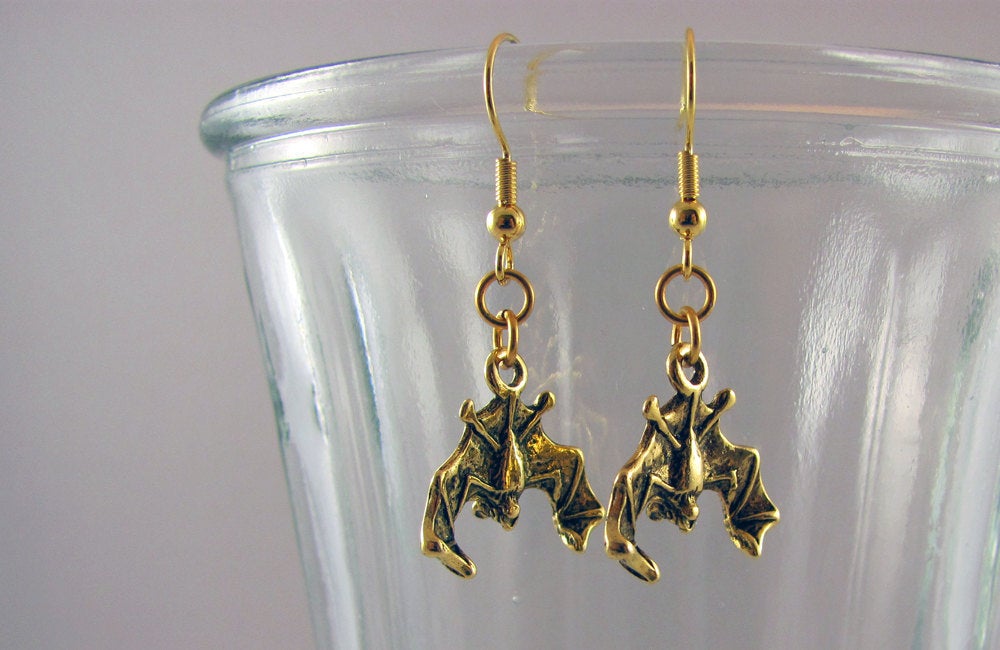 Bat Earrings in Gold
