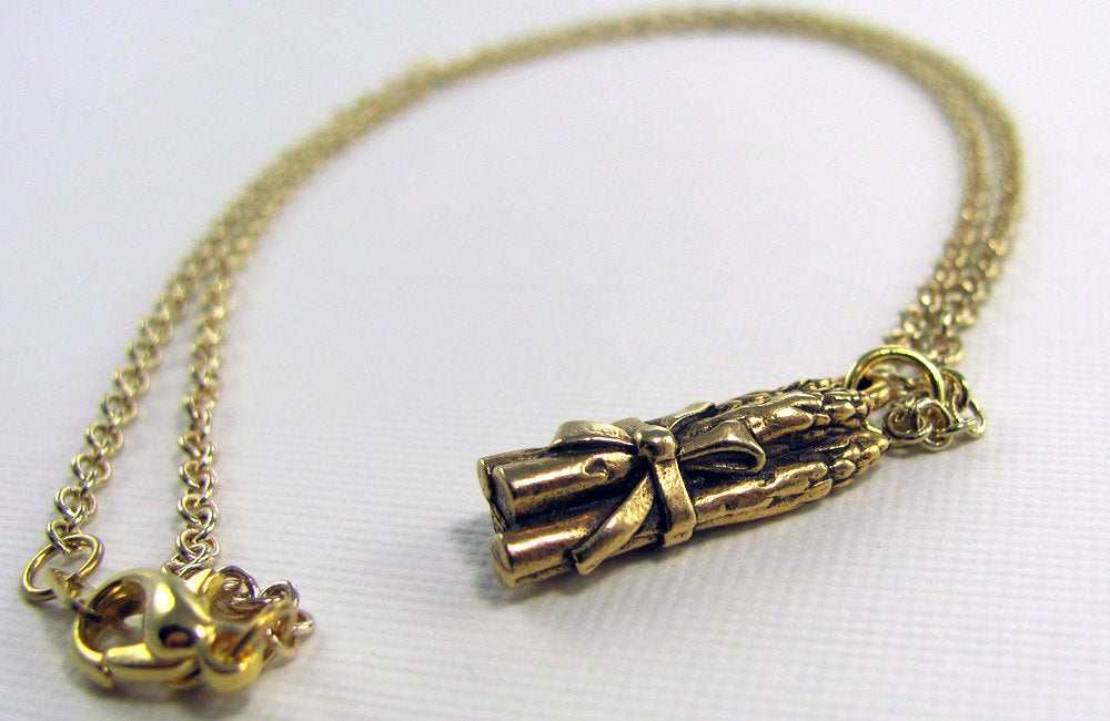 Asparagus Necklace in Gold