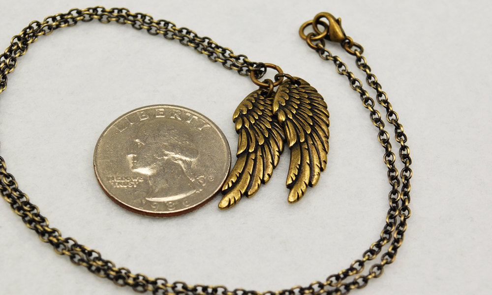 Wings Necklace in Antique Brass
