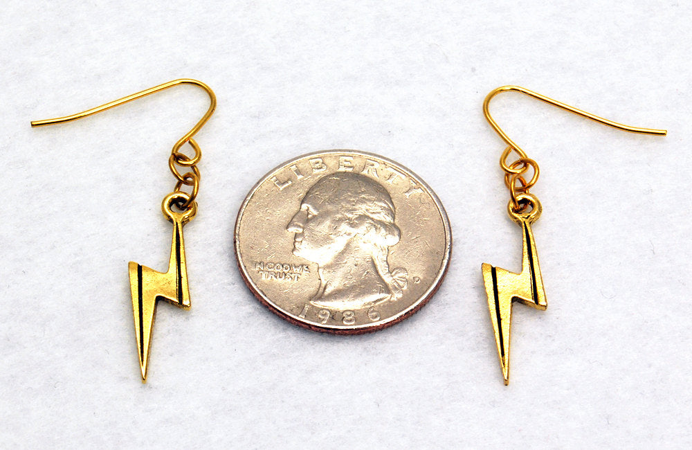 Lightning Bolt Earrings in Gold