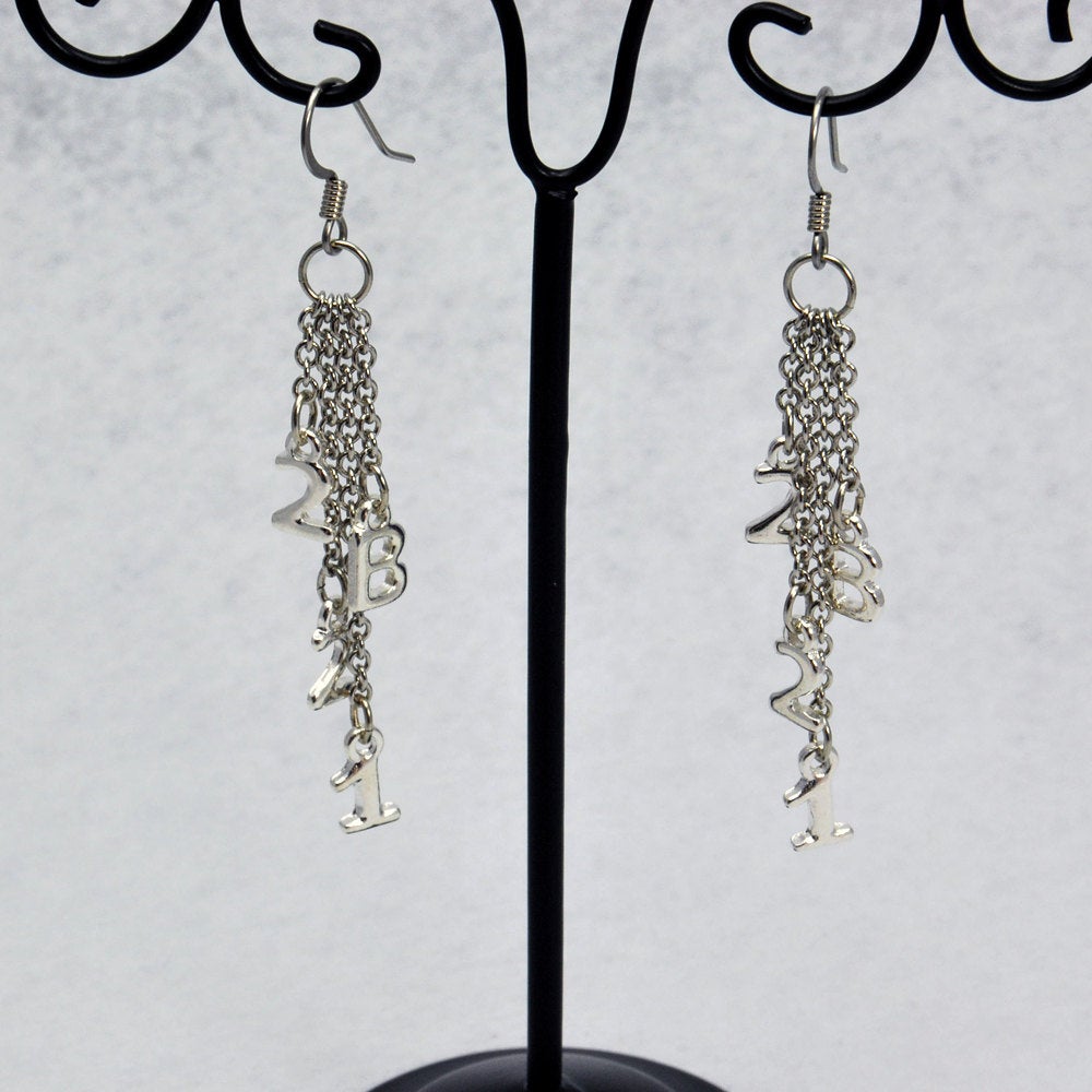 Silver 221B Sherlock Inspired Chain Dangle Earrings - LuvCherie Jewelry