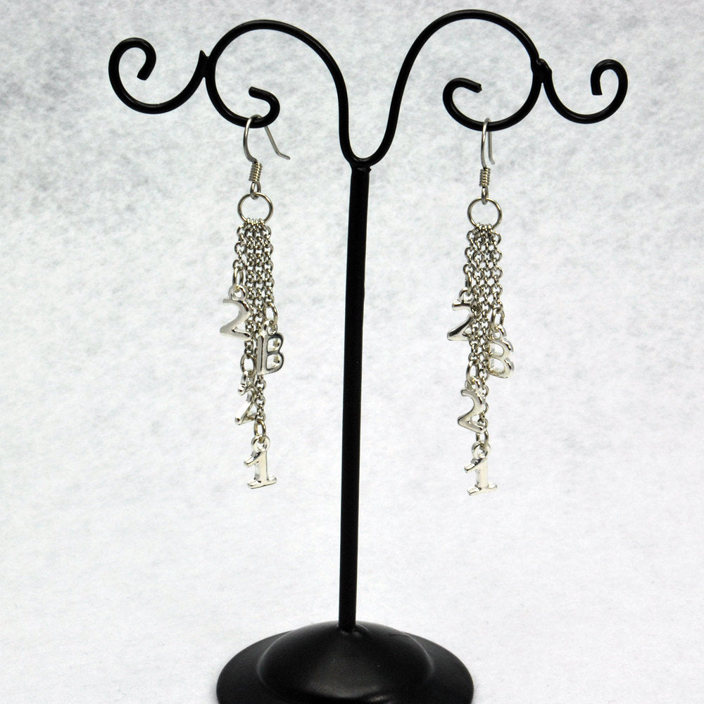 Silver 221B Sherlock Inspired Chain Dangle Earrings - LuvCherie Jewelry