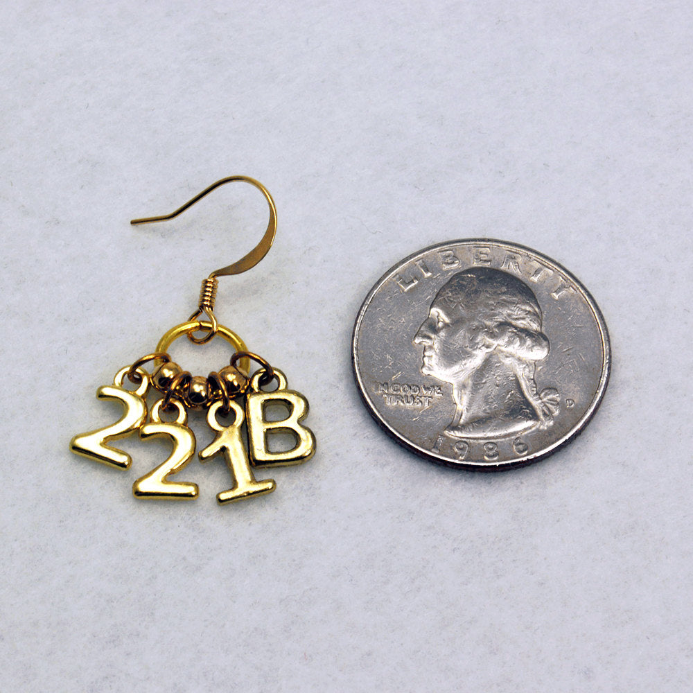 Gold 221B Sherlock Inspired Earrings - LuvCherie Jewelry