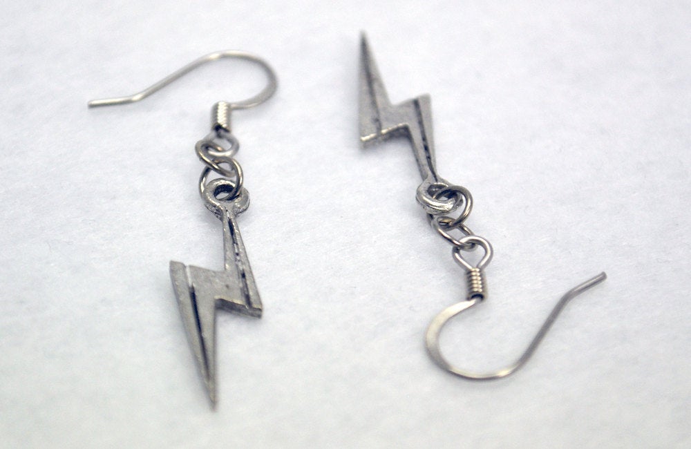 Lightning Bolt Earrings in Silver