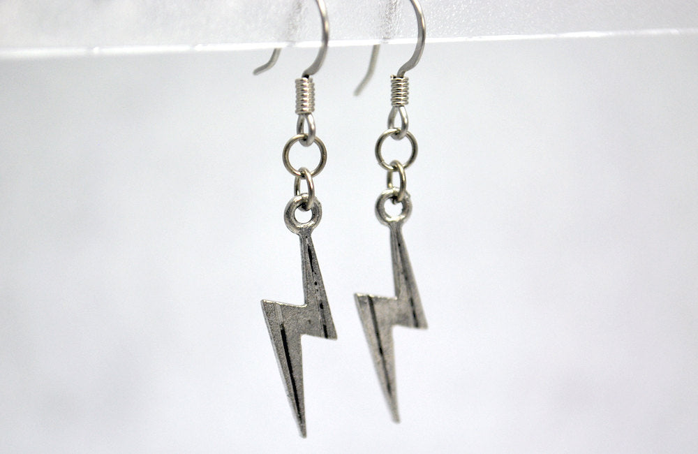 Lightning Bolt Earrings in Silver